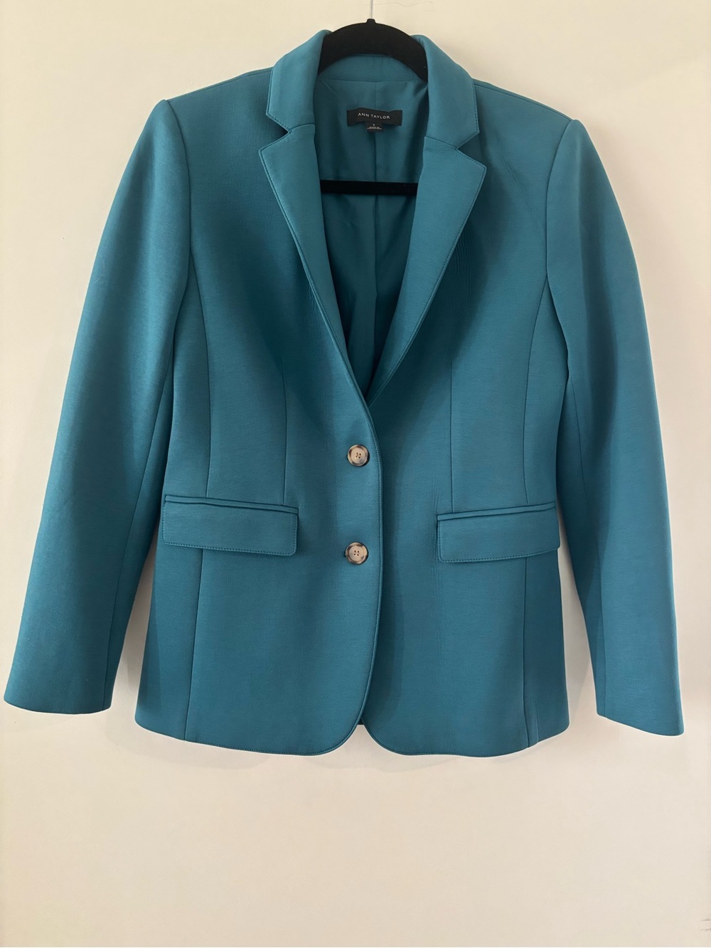 Ann Taylor Teal Fitted Two-Button Blazer